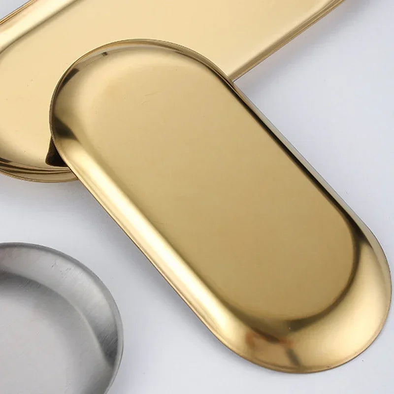 assiettes ovales or argent plates rangement cosmétiques outils nail art moderne élégants