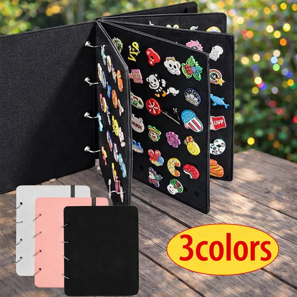rangement breloques livre velours noir blanc rose moderne 120 trous anneaux détachables portatif voyage