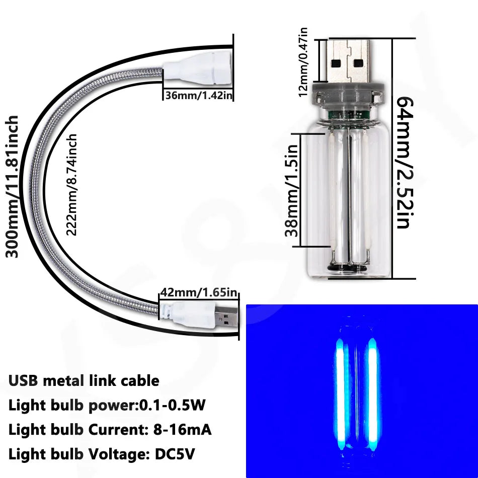 ampoule led usb flexible transparente moderne décoration intérieure multiple couleurs adaptable lumière nocturne rechargeable