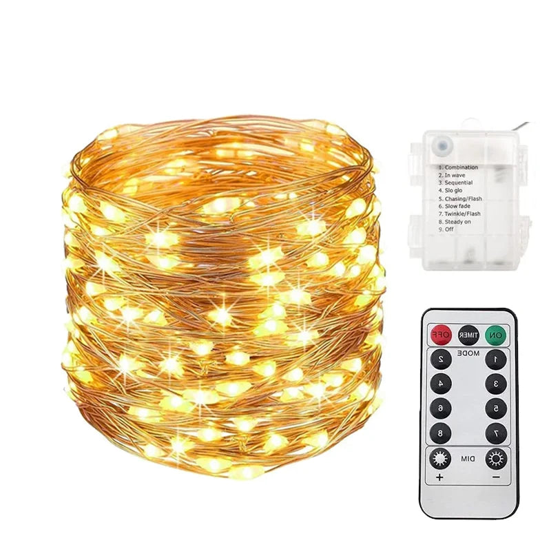 guirlande lumineuse fil cuivre multicolore led auto batterie imperméable ip44 moderne décoration mariage noël