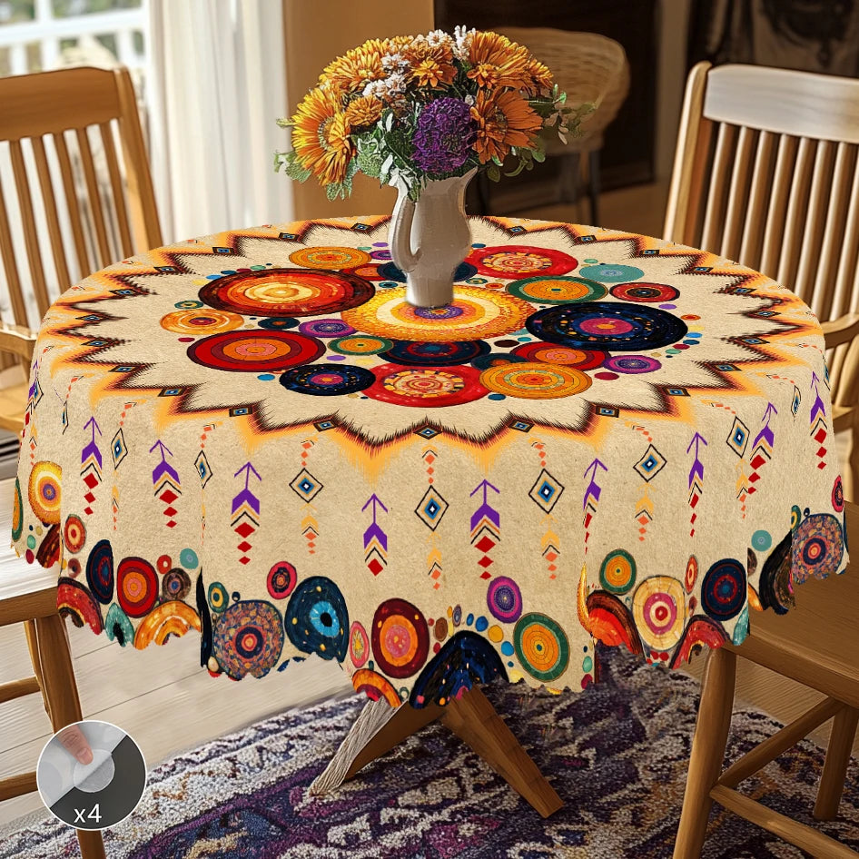 nappe boho chic ethnique motifs géométriques couleurs vives imperméable réutilisable machine clips tableextérieurintérieur
