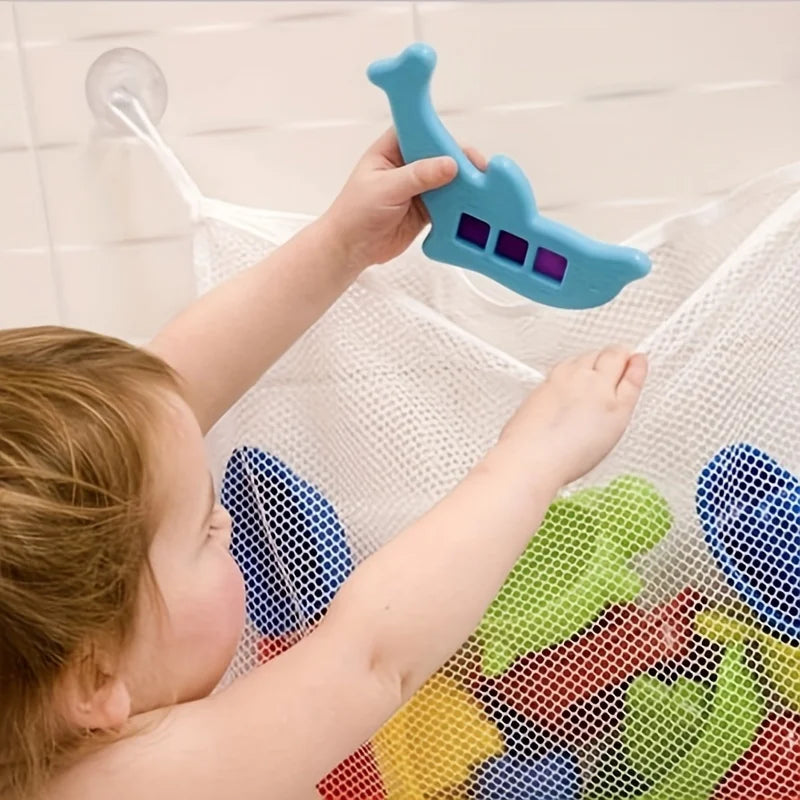 sac suspendu bain ventouses filet blanc jouets séchage rapide animaux balles
