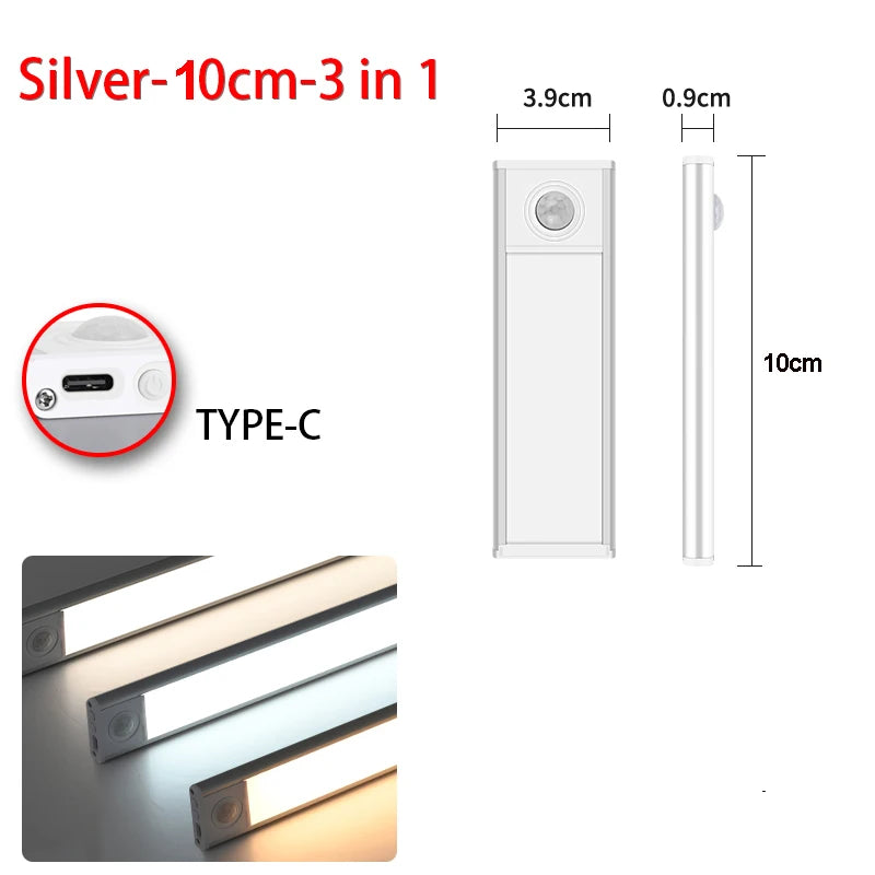 veilleuse led sans fil rechargeable détecteur mouvement sous meuble blanc moderne 10cm 20cm 30cm