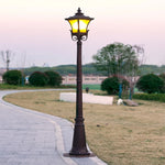 lampe rue marron foncé classique ornements détails sculptés base solide extérieure ip65 led aluminium
