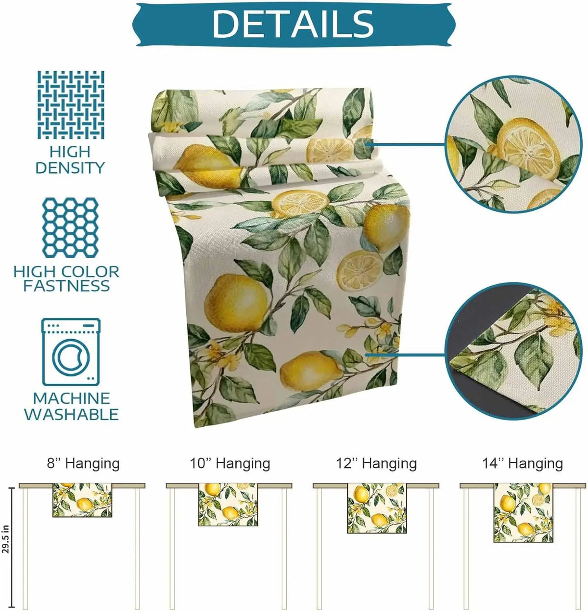 nappe lin jaune feuilles citrons aquarelle rustique champetre mediterraneen table