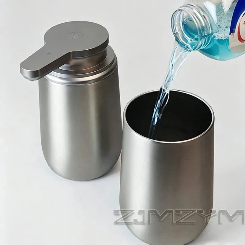 distributeur savon automatique argenté mousse liquide acier inoxydable moderne minimaliste