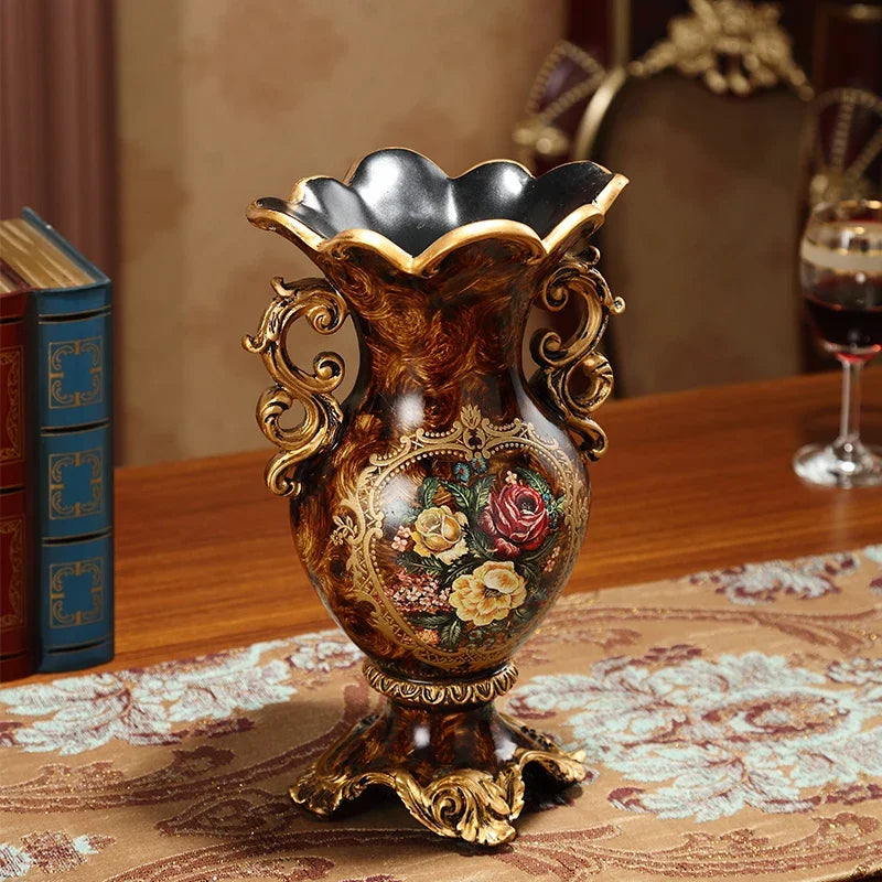 décoration table résine or marron fleurs classique vase boîte mouchoirs cendrier fruits bouquets