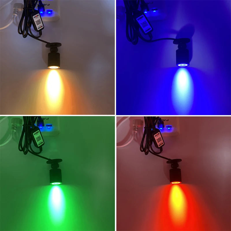 projecteur led rgb bluetooth usb 5v noir moderne cordon 300mm 1w 3w