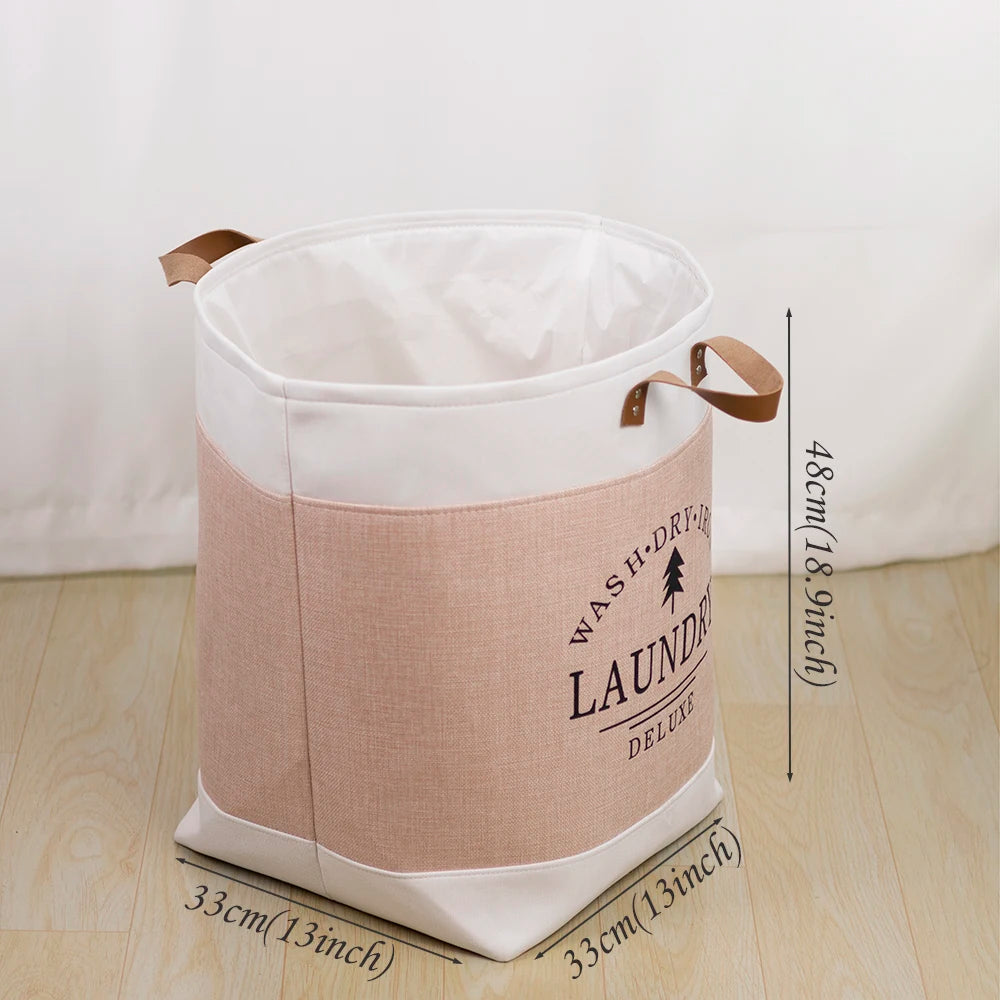 panier linge pliable toile coton beige gris moderne rustique poignées cuir buanderie chambre salon