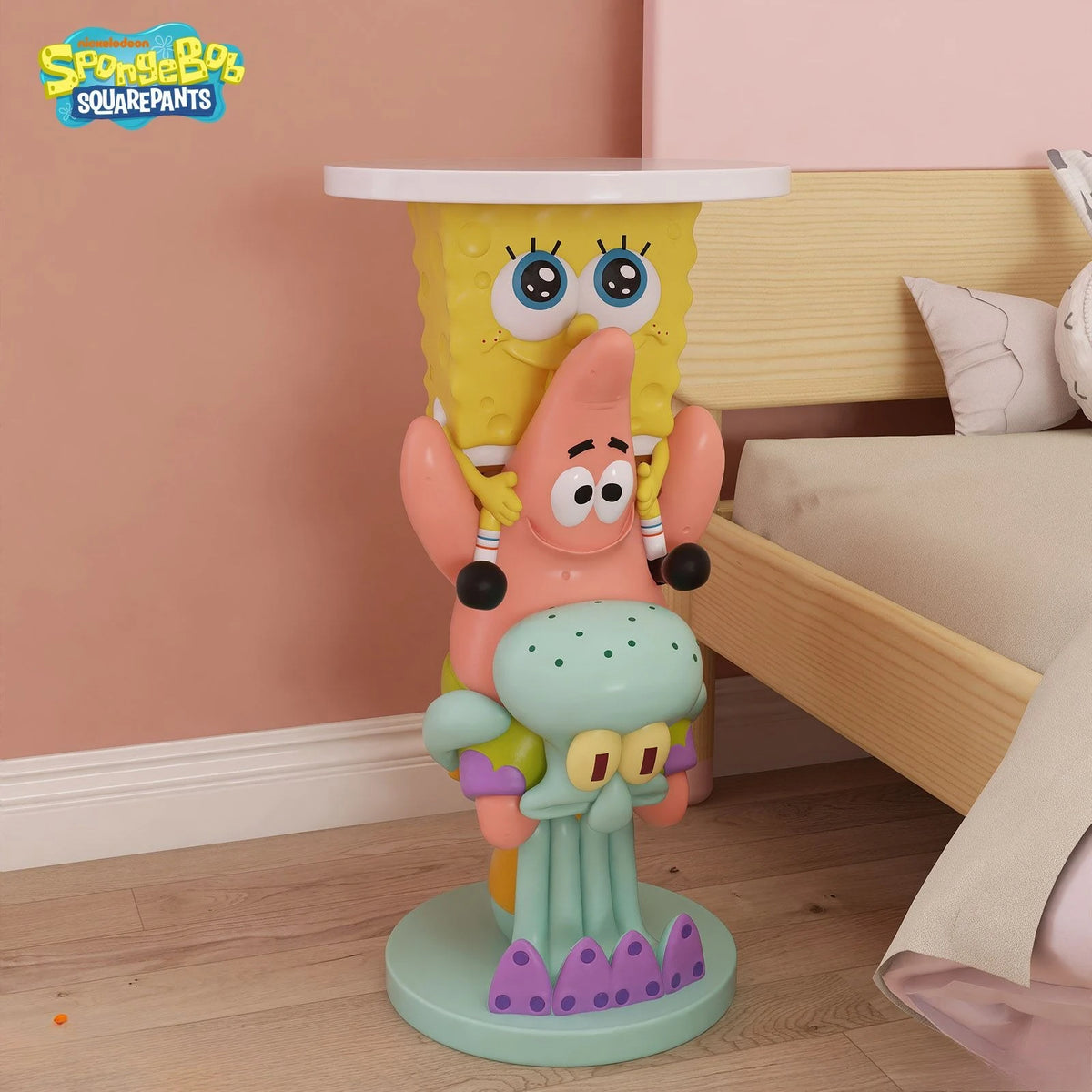 table d'appoint moderne personnages animés spongebob jaune rose vert violet décoration chambre maison