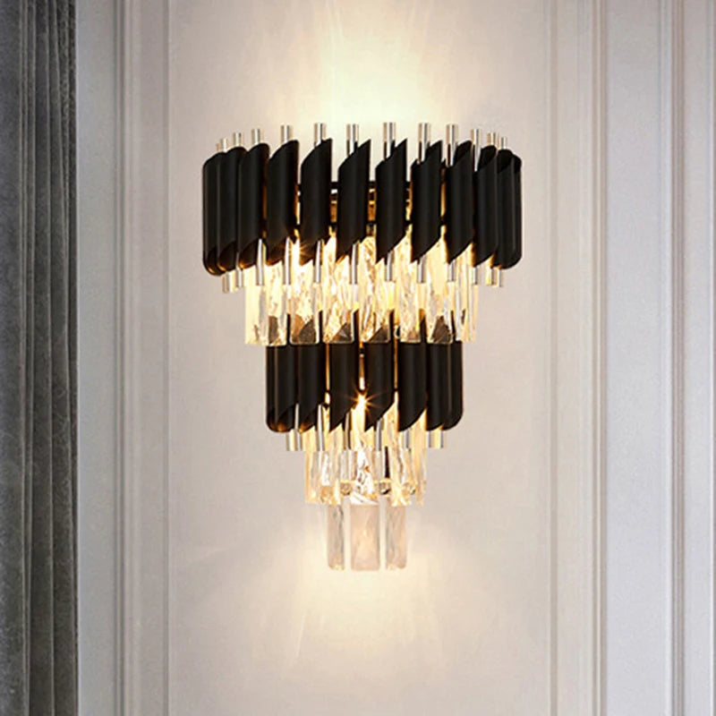applique murale moderne élégante noir doré ronds lisses chambre couloir escalier led