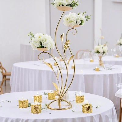 Support de fleurs doré pour décoration anniversaire de mariage