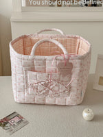 panier rangement tissu rose motifs floraux doux romantique