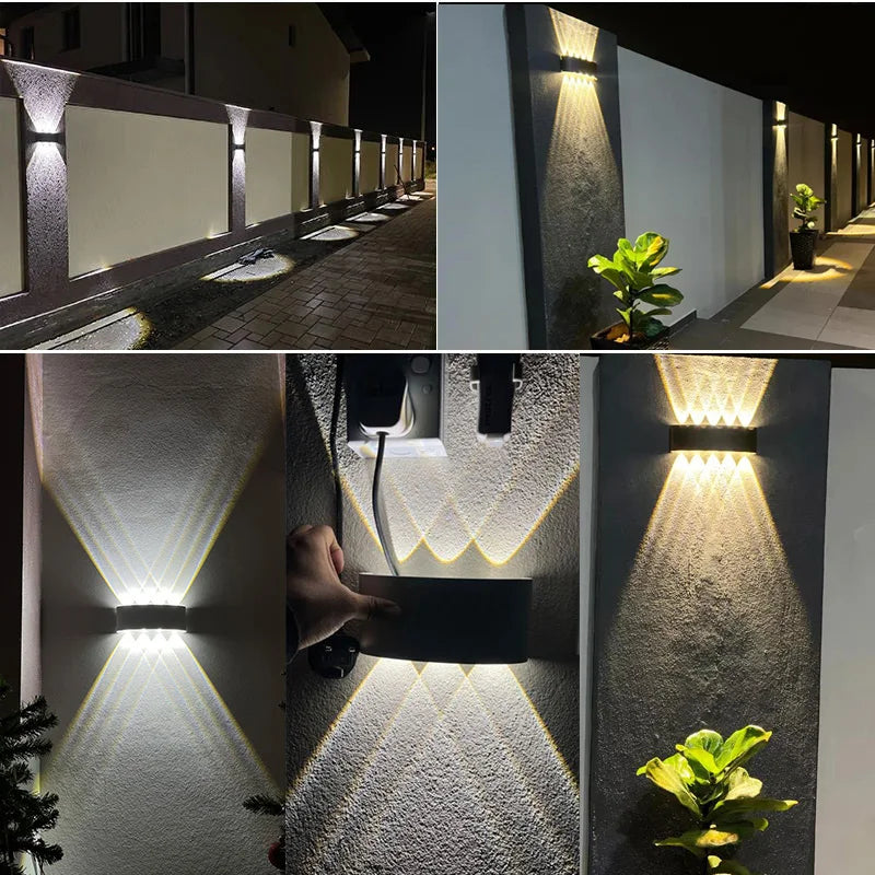 applique murale led moderne noire fixée mur diodes led étanches ip65