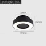 Spot lumineux anti éblouissement LED pliable noir blanc moderne monté surface