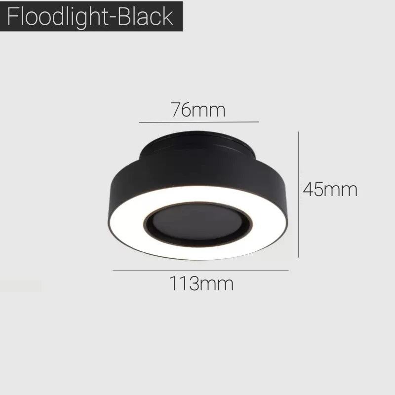 Spot lumineux anti éblouissement LED pliable noir blanc moderne monté surface