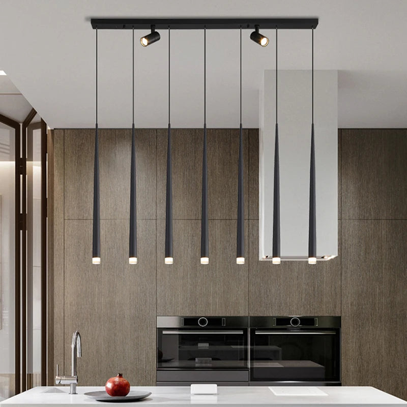 Suspension lumineuse moderne noire led minimaliste éclairage intérieur décoration maison 20 sources lumineuses