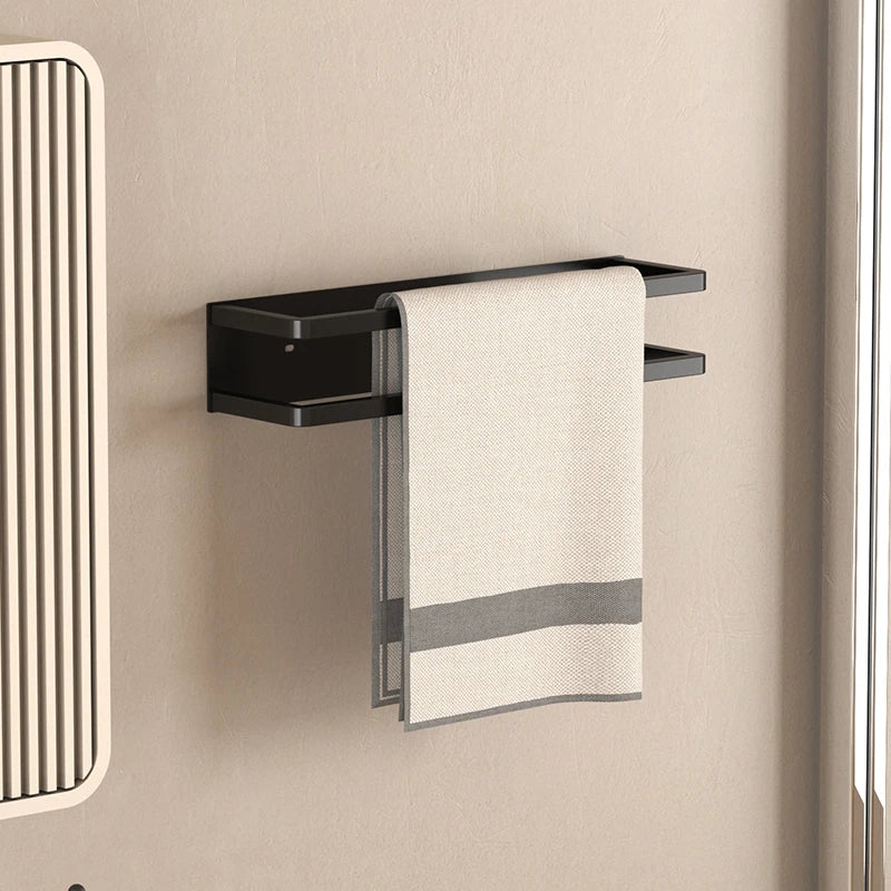 porte serviettes mural noir laqué moderne sans perçage 50cm serviettes texturées minimaliste