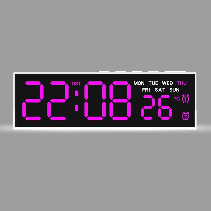 horloge numérique moderne écran led noir blanc vert bleu affichage température usb alarmes luminosité