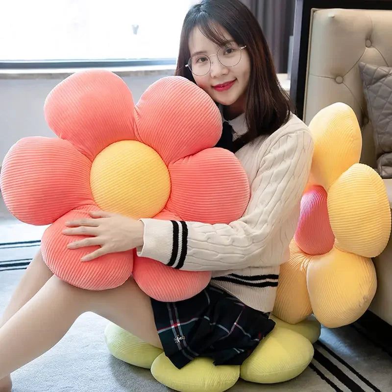 coussin décoratif fleuri coussin peluche fleur rose jaune blanc vert moderne doux anti décubitus