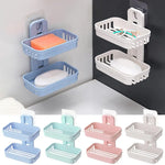 support savon moderne adhésif bleu clair gris rose texture granulée salle bain baignoire évier
