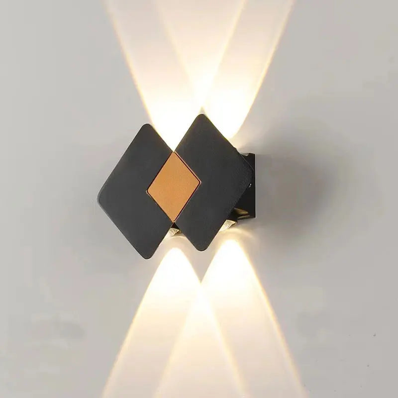 applique murale moderne noir doré quadrillée adhésive extérieure imperméable led hydrofuge