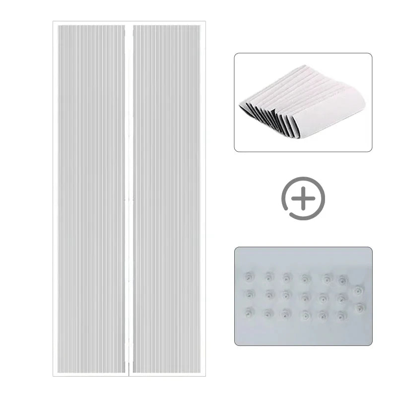 rideau moustiquaire porte maille fine polyester auto fermeture clips noir blanc moderne
