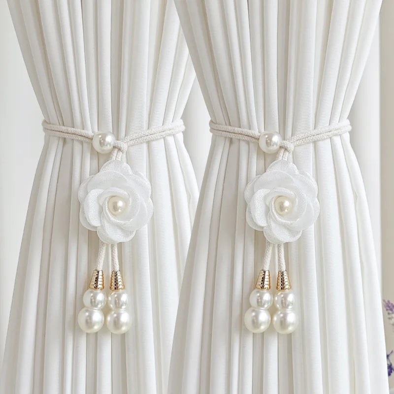 ruban rideaux fleur blanche adhésif élégant blanc rose bleu vert