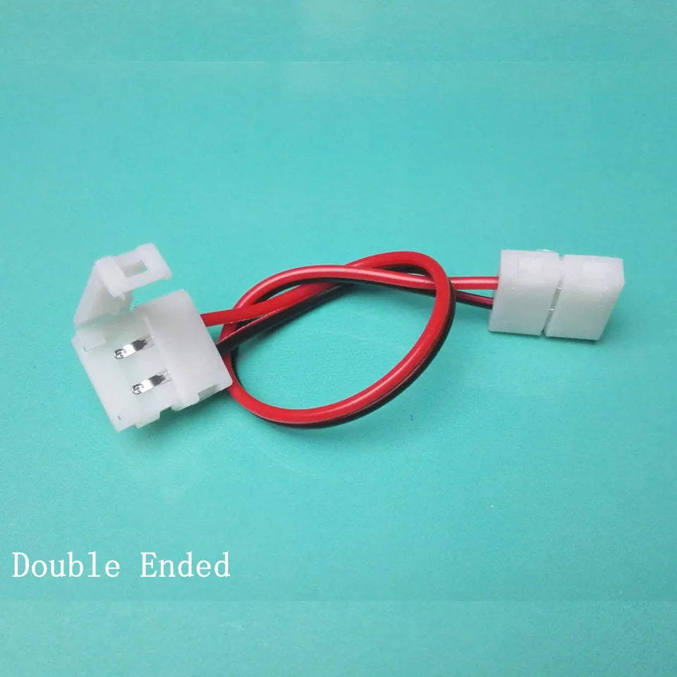 connecteur câble ruban led 8mm 10mm broches blanc rouge noir adhésif