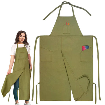tablier uni classique vert olive bleu roi noir élastique poche avant arrière crochets élégants