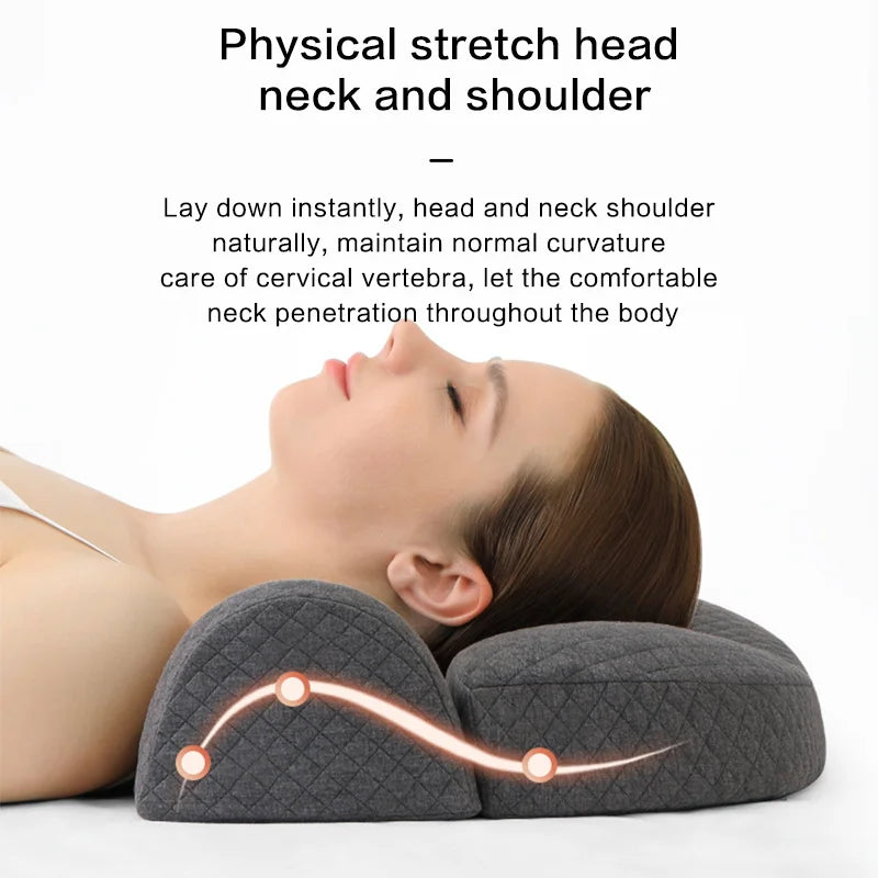 oreiller cervical ergonomique mousse mémoire forme gris texturé surface mat incurvé