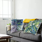 coussins feuilles tropicales blanc vert bleu moderne 45cm 45cm imperméables chambre salon decoration