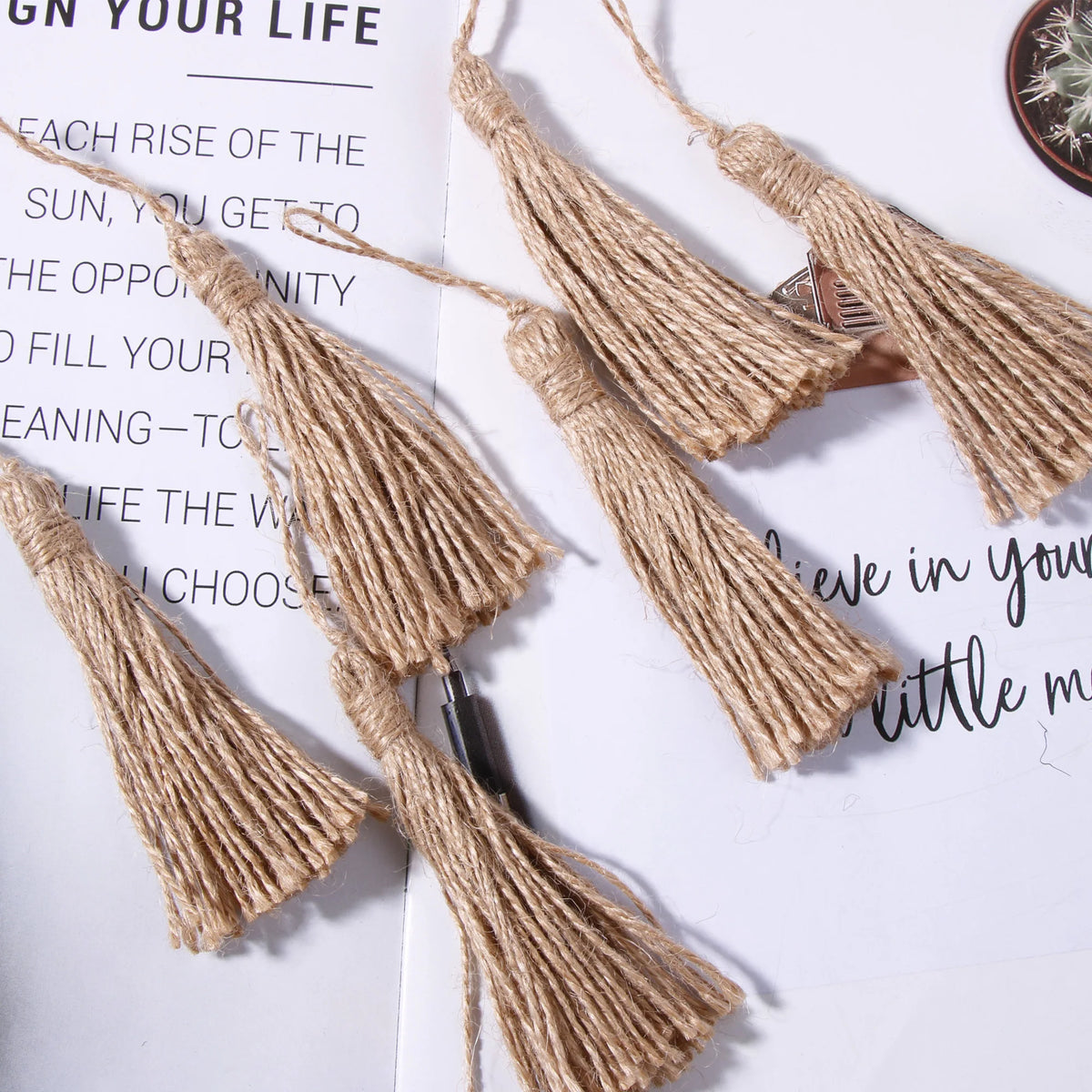 pompons jute franges tissées main décor maison rideaux bricolage simple rétro 17cm longueur 6cm