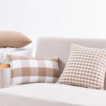 coussin plaid moderne beige blanc carreaux 30x50cm 45x45cm lit canapé décoration