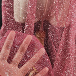 tulle glitter noir rose beige clair élégant festif 45x150cm translucide tissu brillant paillettes fêtes