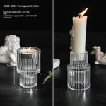 photophore verre transparent moderne bougies assorties rayures verticales décoration intérieure table élégant support