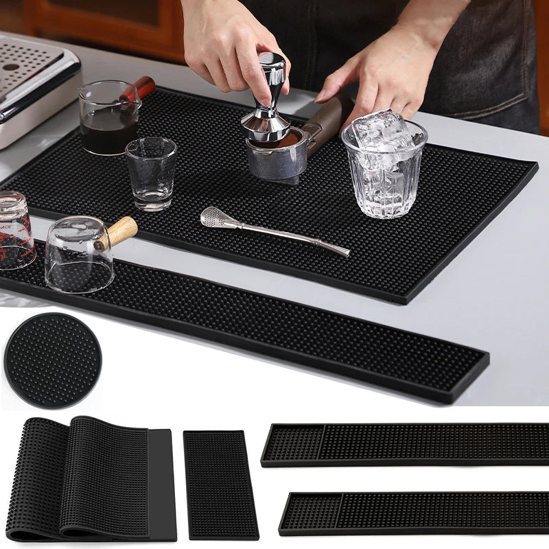 tapis bar antidérapant caoutchouc perforé moderne noir respectueux environnement 30cm 45cm 60cm