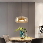 suspension lumineuse moderne transparente dorée câble noir alliage led dimmable certification rohs flux luminescent
