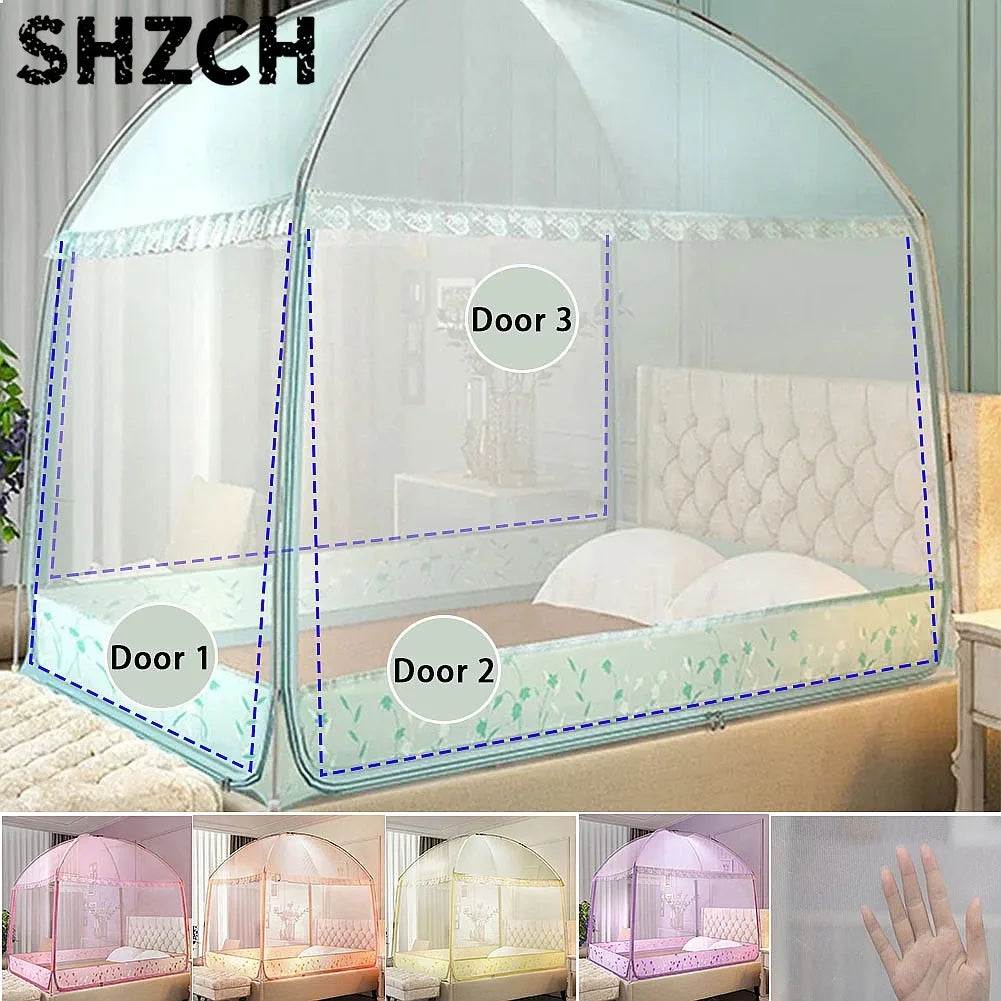 moustiquaire pliable filet anti moustique décoratif trois portes chambre maison camping extérieur