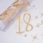 chemin table anniversaire doré numéros étoiles abstraits semi transparent table festive