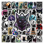 sticker adhésif chat noir mystique moderne art gothique vinyle pvc transparent adultes adolescents