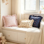 coussins carrés fleuris vintage rose bleu marine adhésifs décor maison nordique polyester 45x45cm 30x50cm