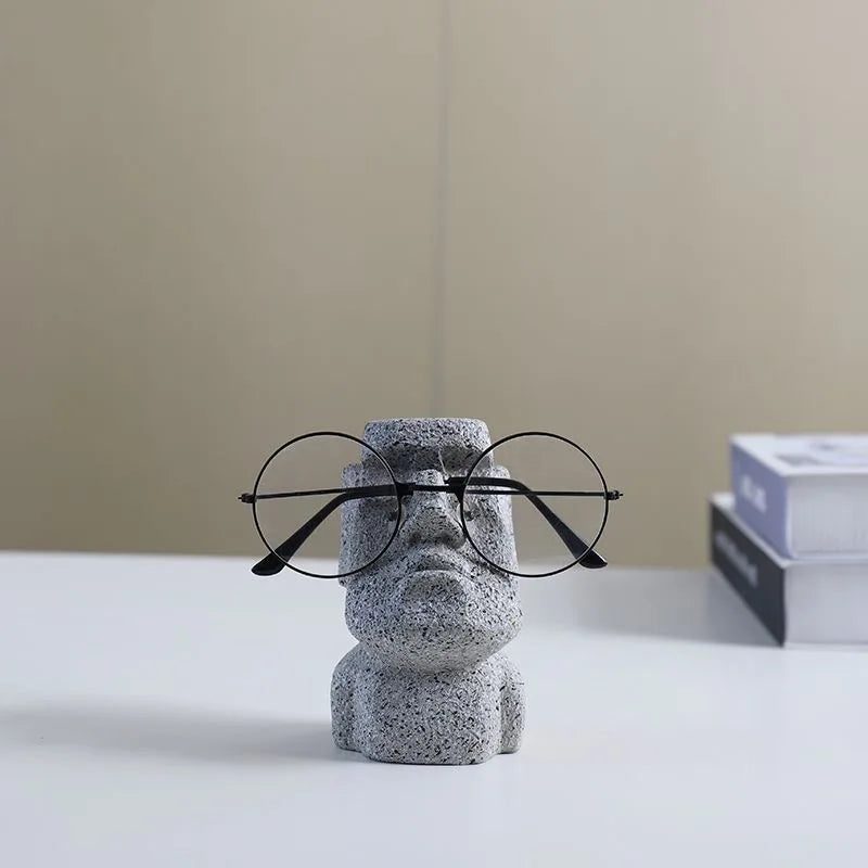 support lunettes moderne résine gris blanc granulé opacité people
