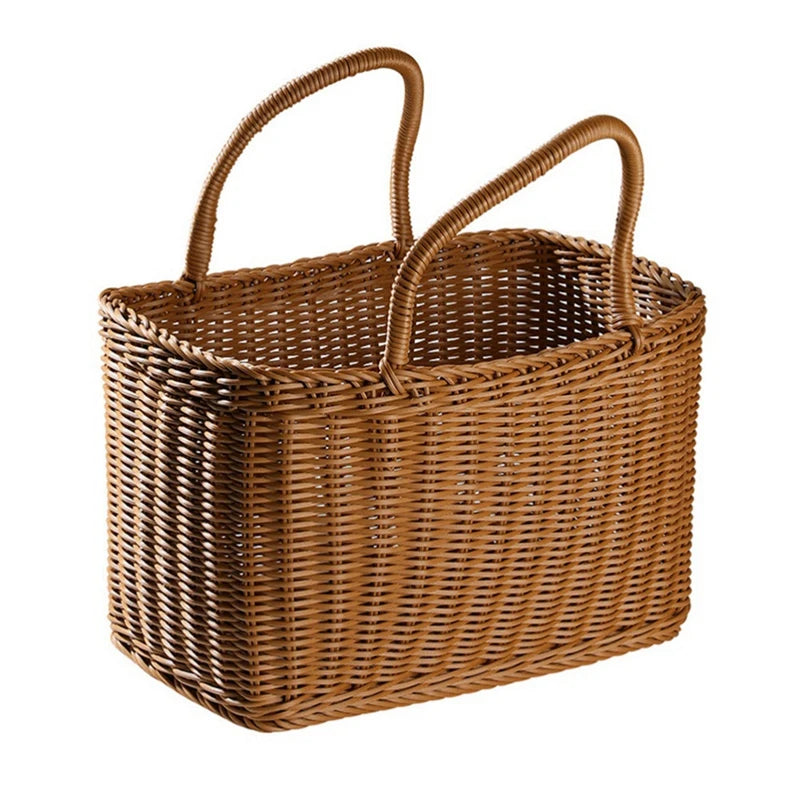 panier tressé brun réutilisable rustique fruits légumes rangement maison decoration floral pique nique