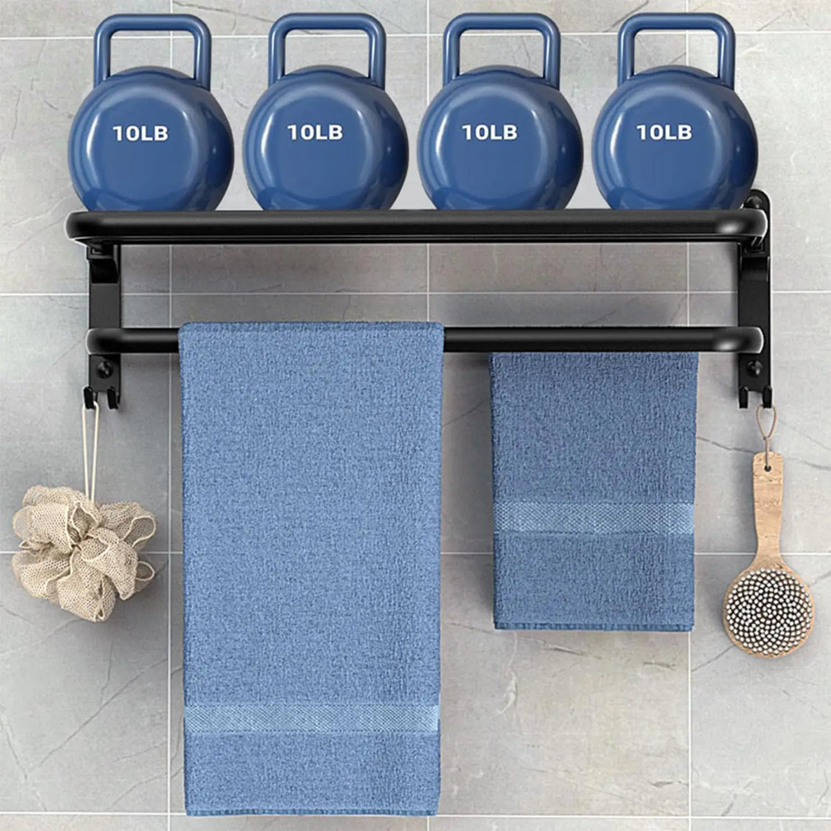 porte serviettes mural pliable noir mat aluminium double barres 50cm moderne minimaliste crochets