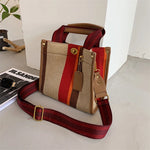 sac main femme toile polyvalent rayé poches intérieures appliques décontracté moderne casual
