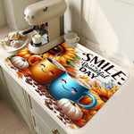 tapis cuisine absorbant gris motif machine espresso antidérapant étanche évier moderne