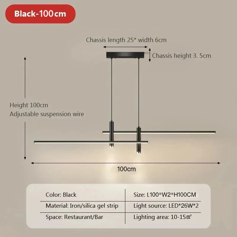 lampe suspendue rectangulaire moderne aluminium noir or salon cuisine table manger