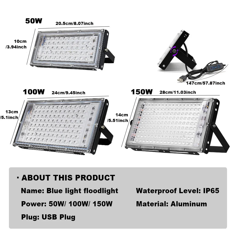 projecteurs led bleu uv ajustables 50w 100w 150w moderne opaques fixations