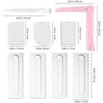 couteau gâteau dents scie spatule réglable blanc rose utilitaire pâtisserie cuisine pliable rigide